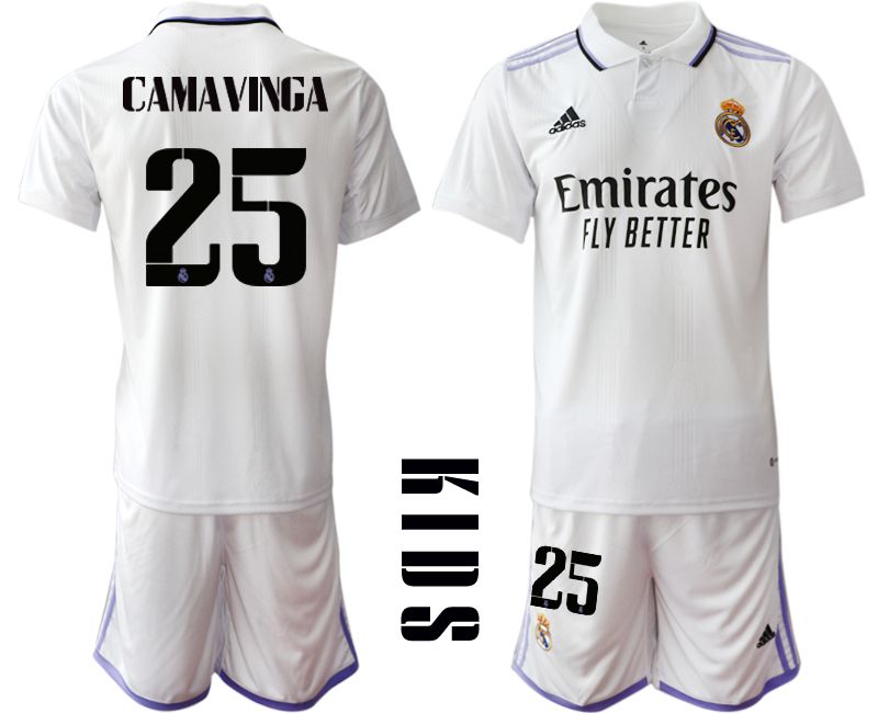 Youth 2022-2023 Club Real Madrid home white #25 Soccer Jersey->youth soccer jersey->Youth Jersey